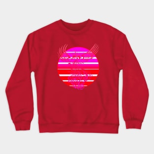 Arising Anew Phoenix and Retro Sunrise Vector Art Pink Red Crewneck Sweatshirt